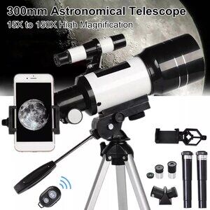 Telescope 300MM Astronomical 150X With Phone Adapter Barlow Lens For Kids Gift